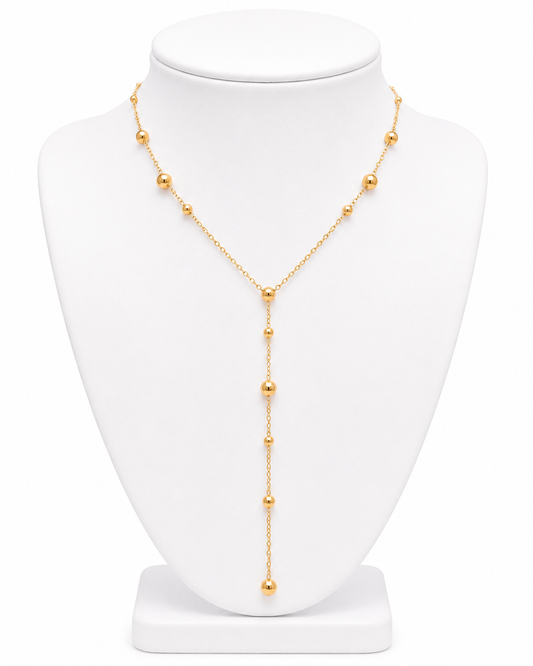 Brisse 18K Gold Non-Tarnish Dressy Beaded Y Lariat Necklace