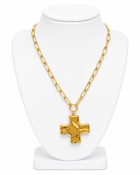 Golden Ember Cross Necklace