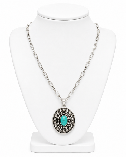 Turquoise Concho Pendant Necklace