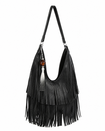 Midnight Fringe Hobo Bag