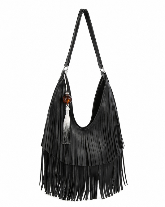 Midnight Fringe Hobo Bag