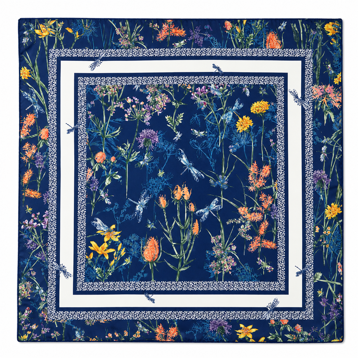 Flower Border Print Square Scarf