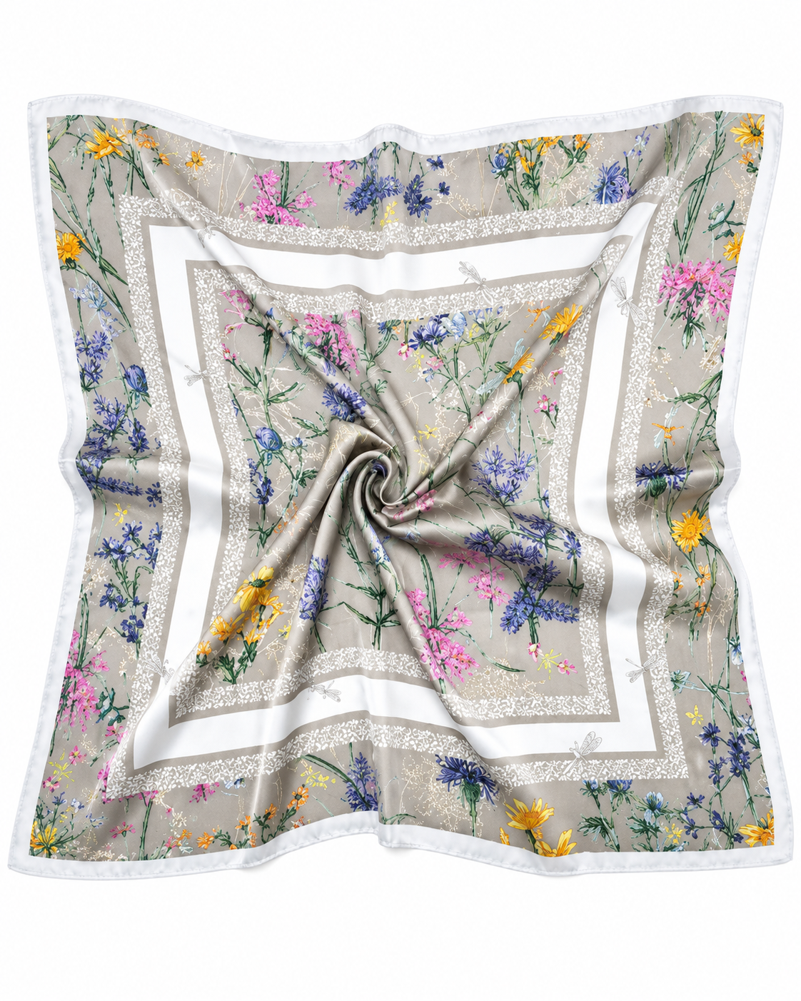 Flower Border Print Square Scarf