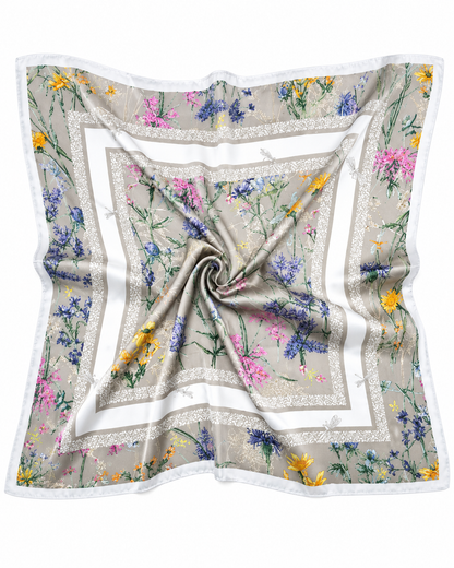 Flower Border Print Square Scarf