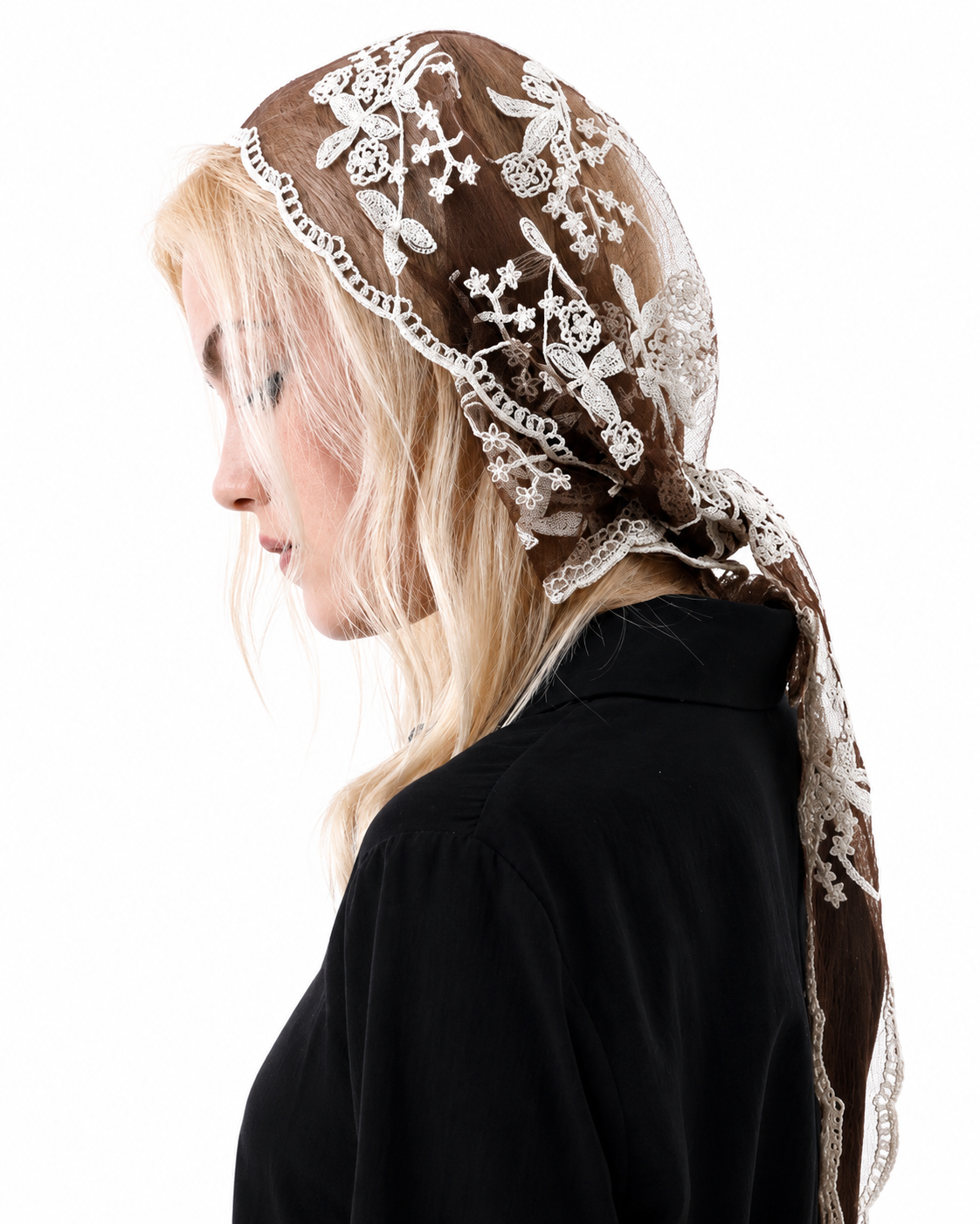 Boho Floral Embroidered Triangle Scarf