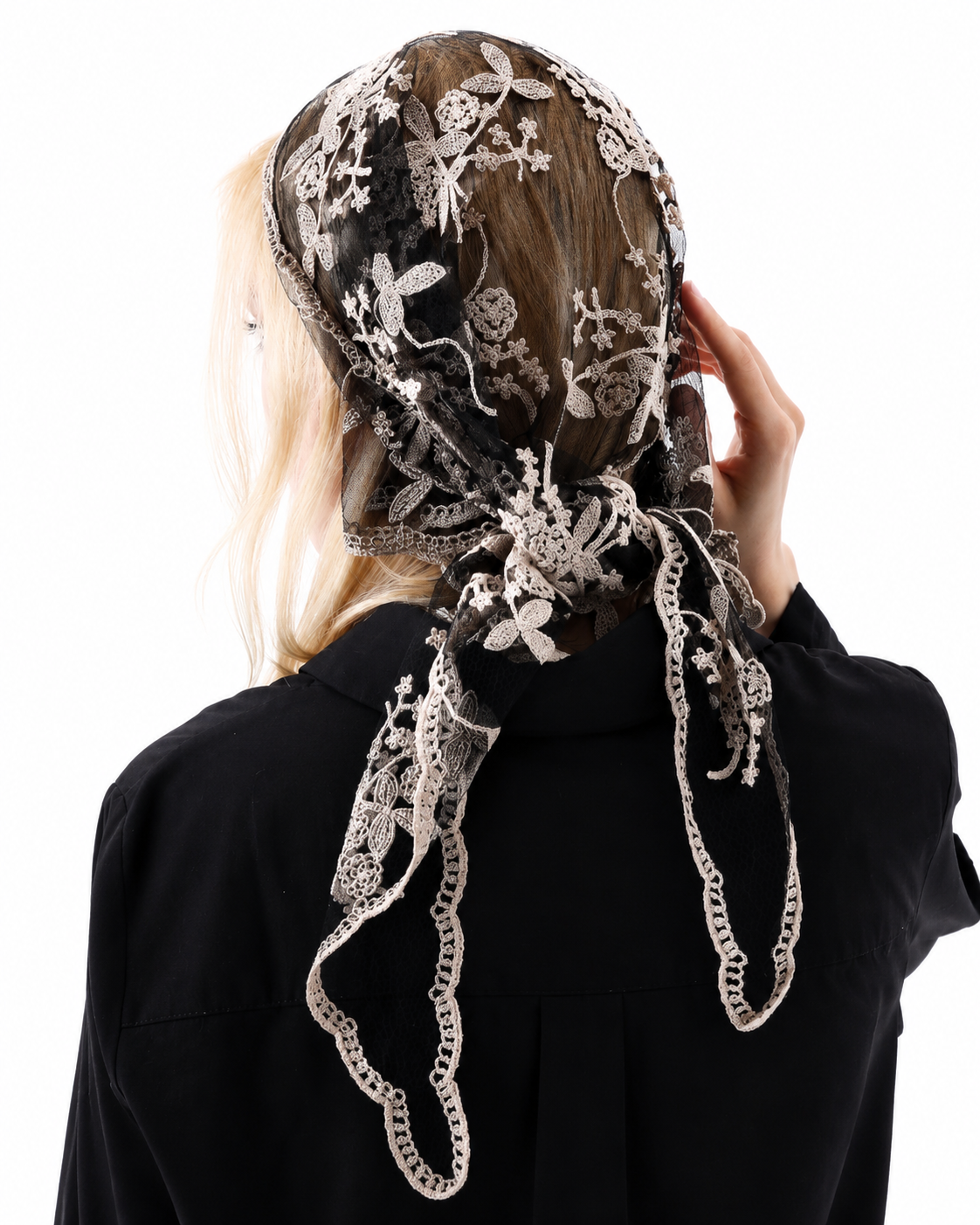 Boho Floral Embroidered Triangle Scarf