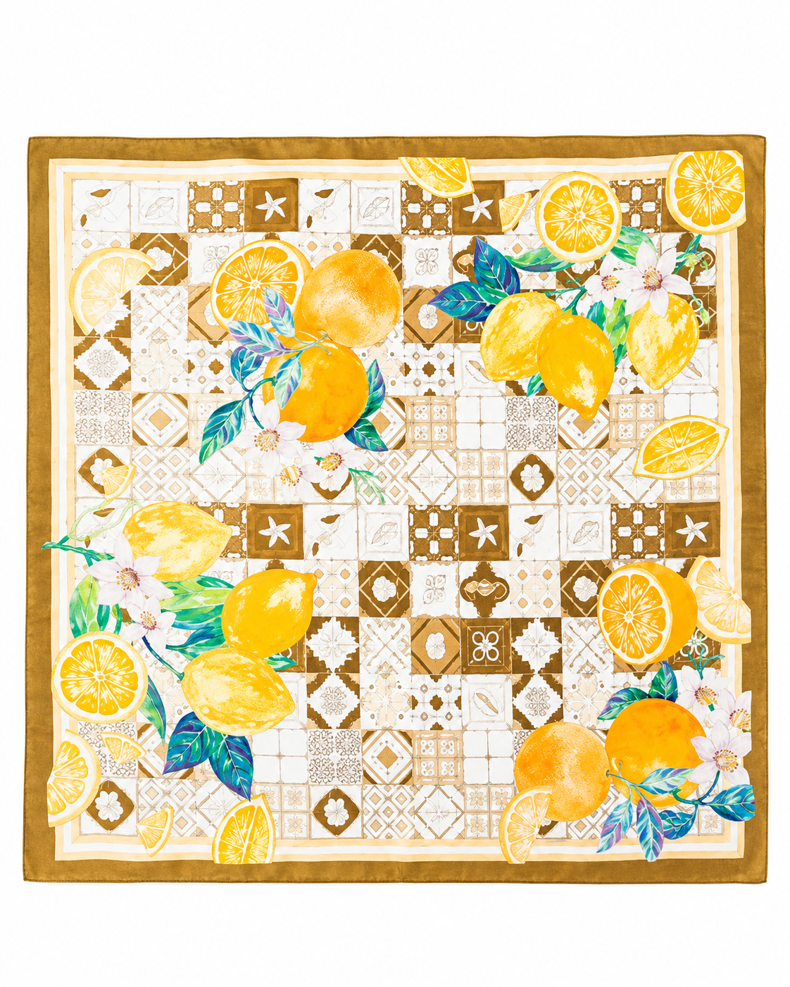 Citrus Mosaic Print Bandana Scarf