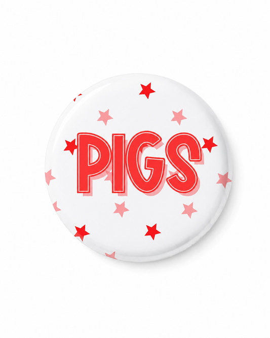 Pigs Star Button Pin