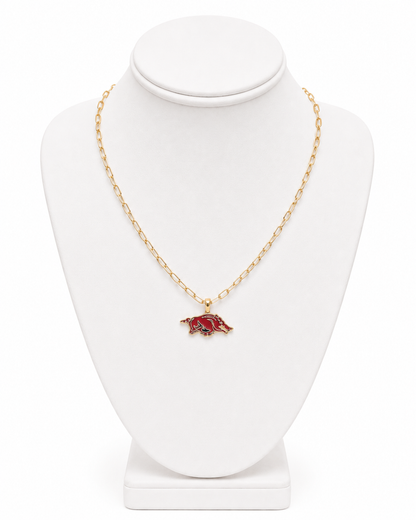 Arkansas Razorbacks Enamel Pendant Necklace