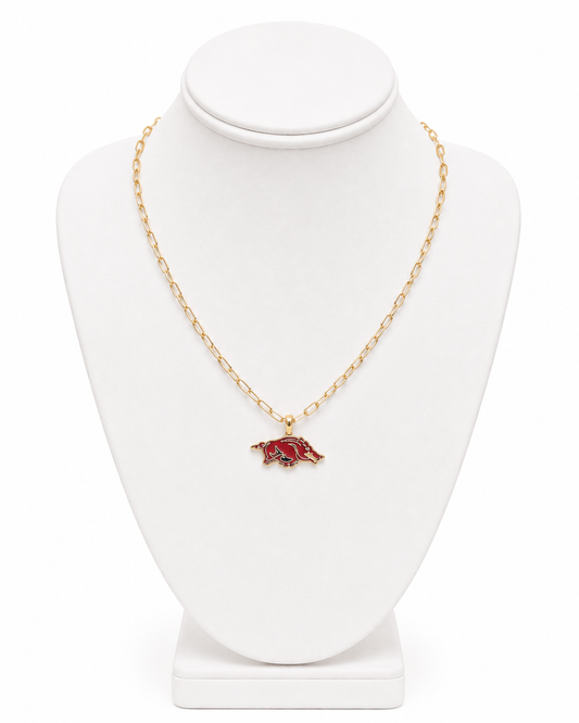 Arkansas Razorbacks Enamel Pendant Necklace