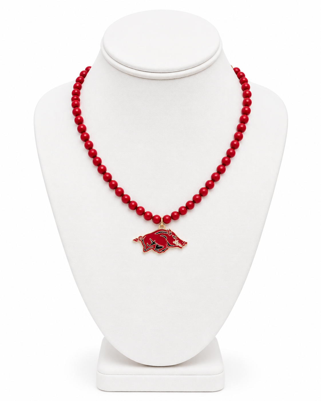 Arkansas Razorbacks Beaded Logo Pendant Necklace