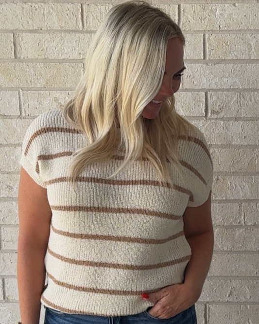 Everyday Stripe Sweater- Ivory/Khaki