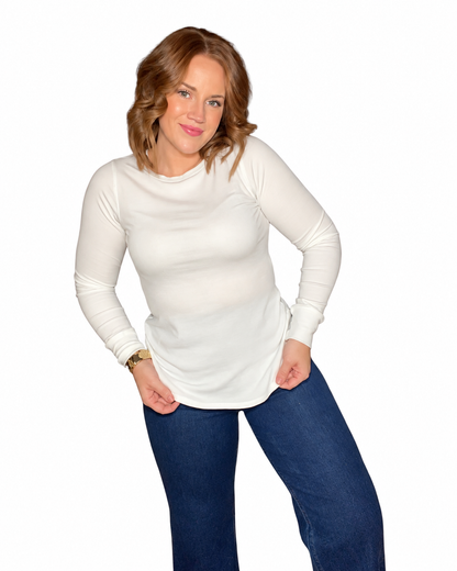 Stacy Long Sleeve Top - White
