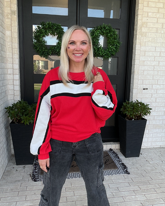 Game Day French Terry Color Block Top