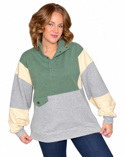 Varsity Mix Pullover - Sage