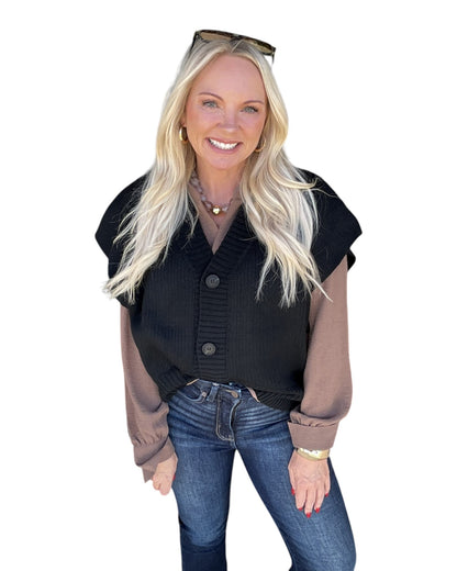 On the Button Cardigan - Black