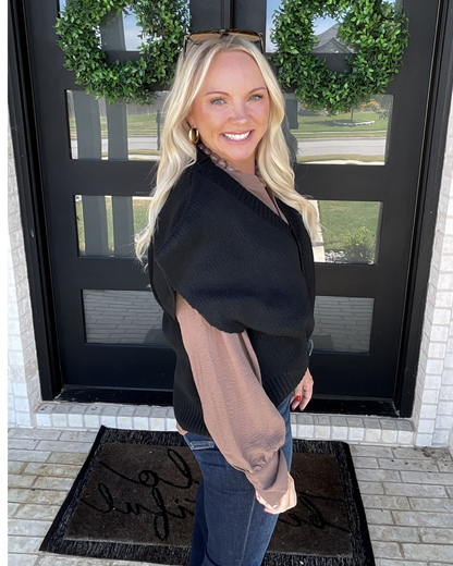 On the Button Cardigan - Black