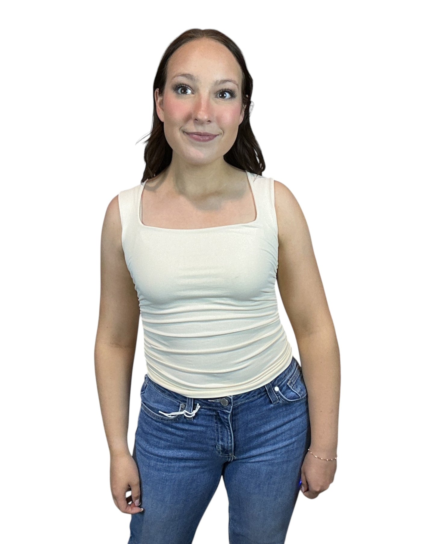 Clean Line Square Shirred Tank Top