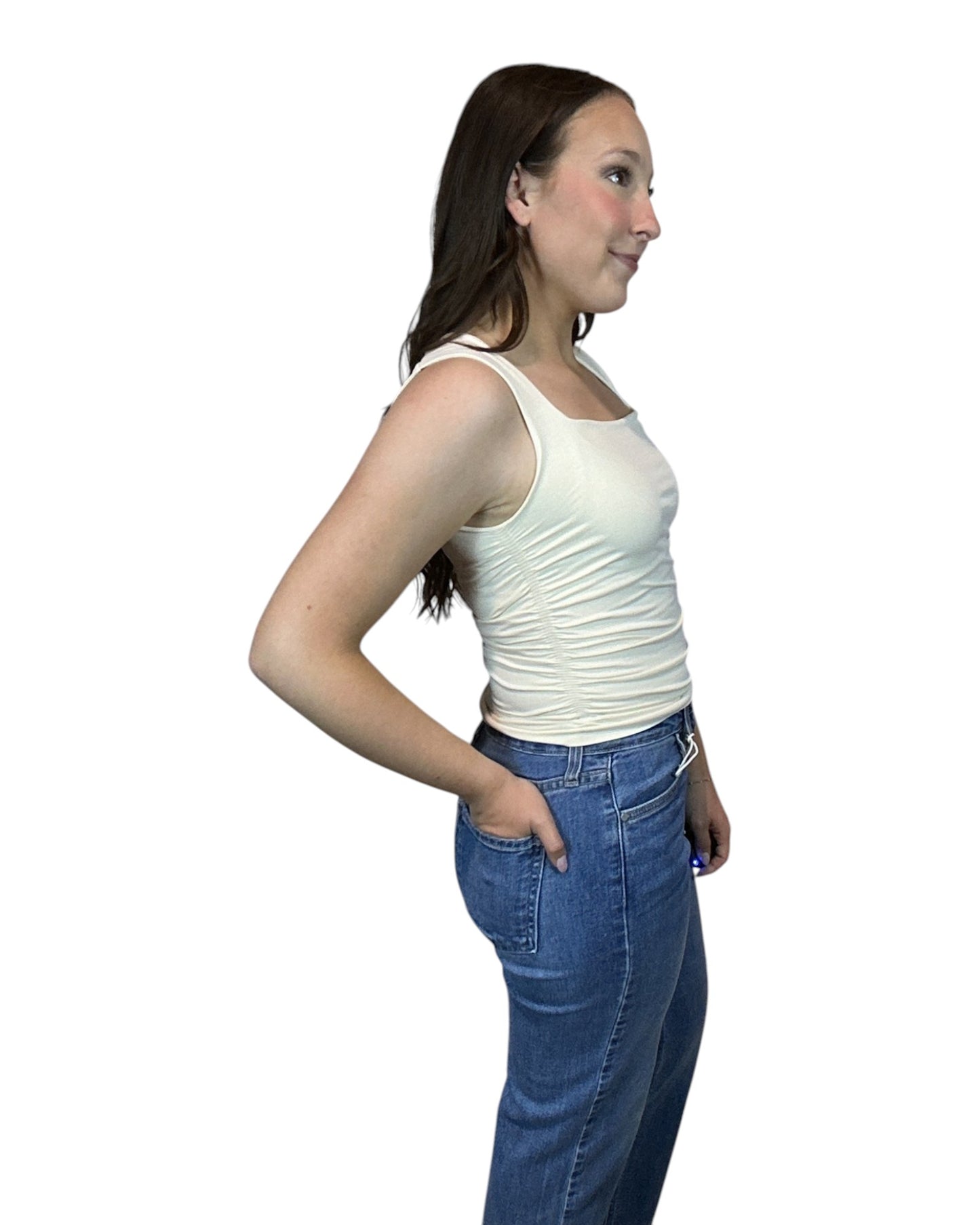 Clean Line Square Shirred Tank Top
