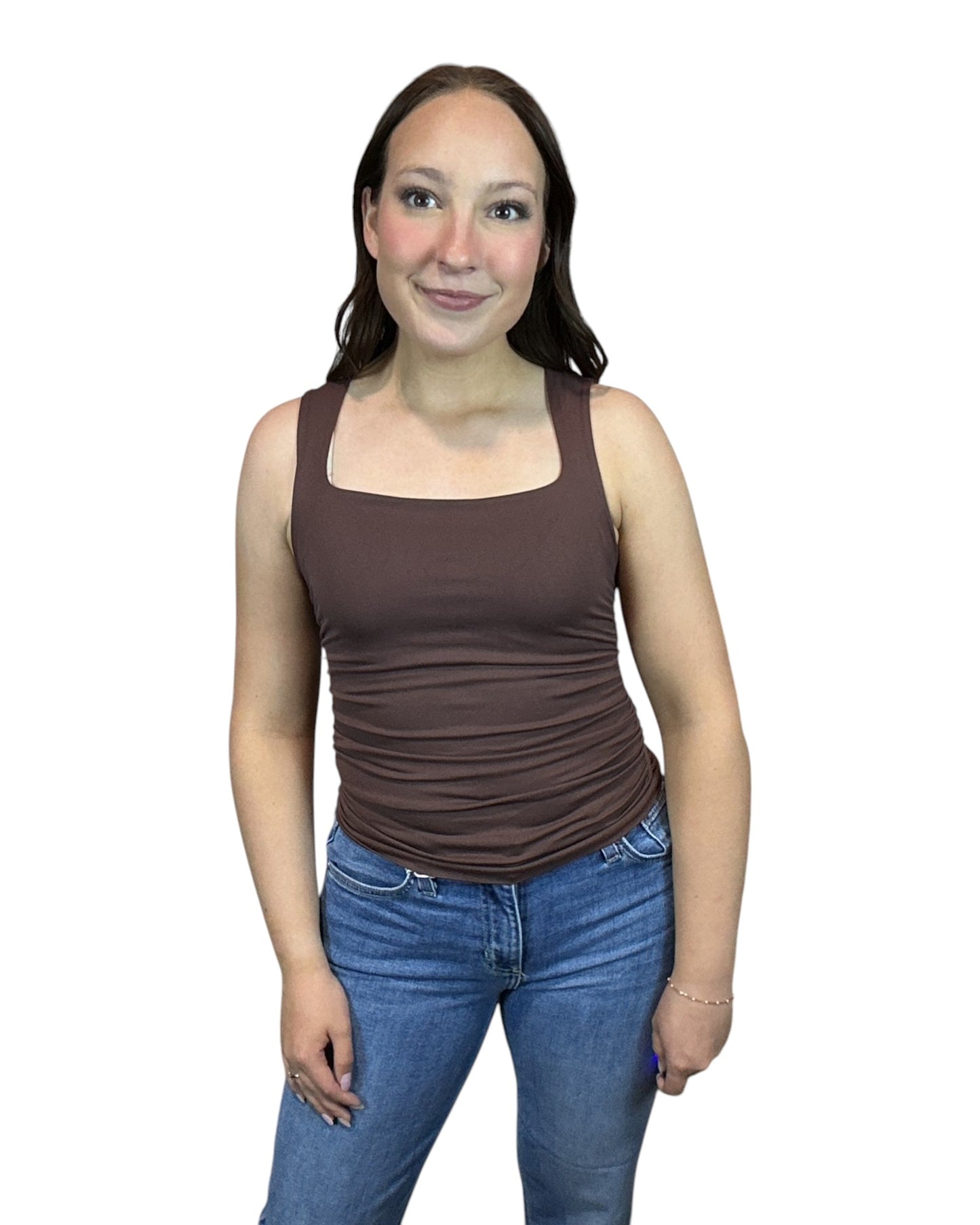 Clean Line Square Shirred Tank Top