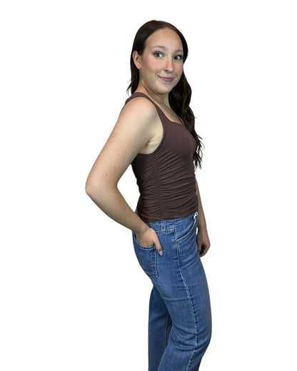 Clean Line Square Shirred Tank Top
