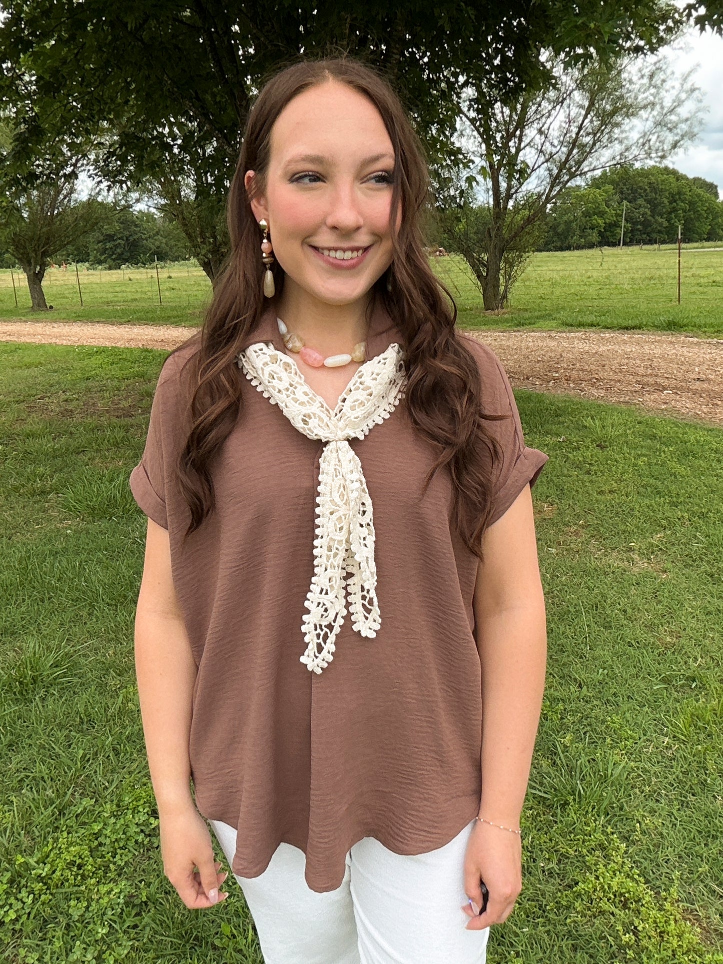 Split Neck Linen Blouse