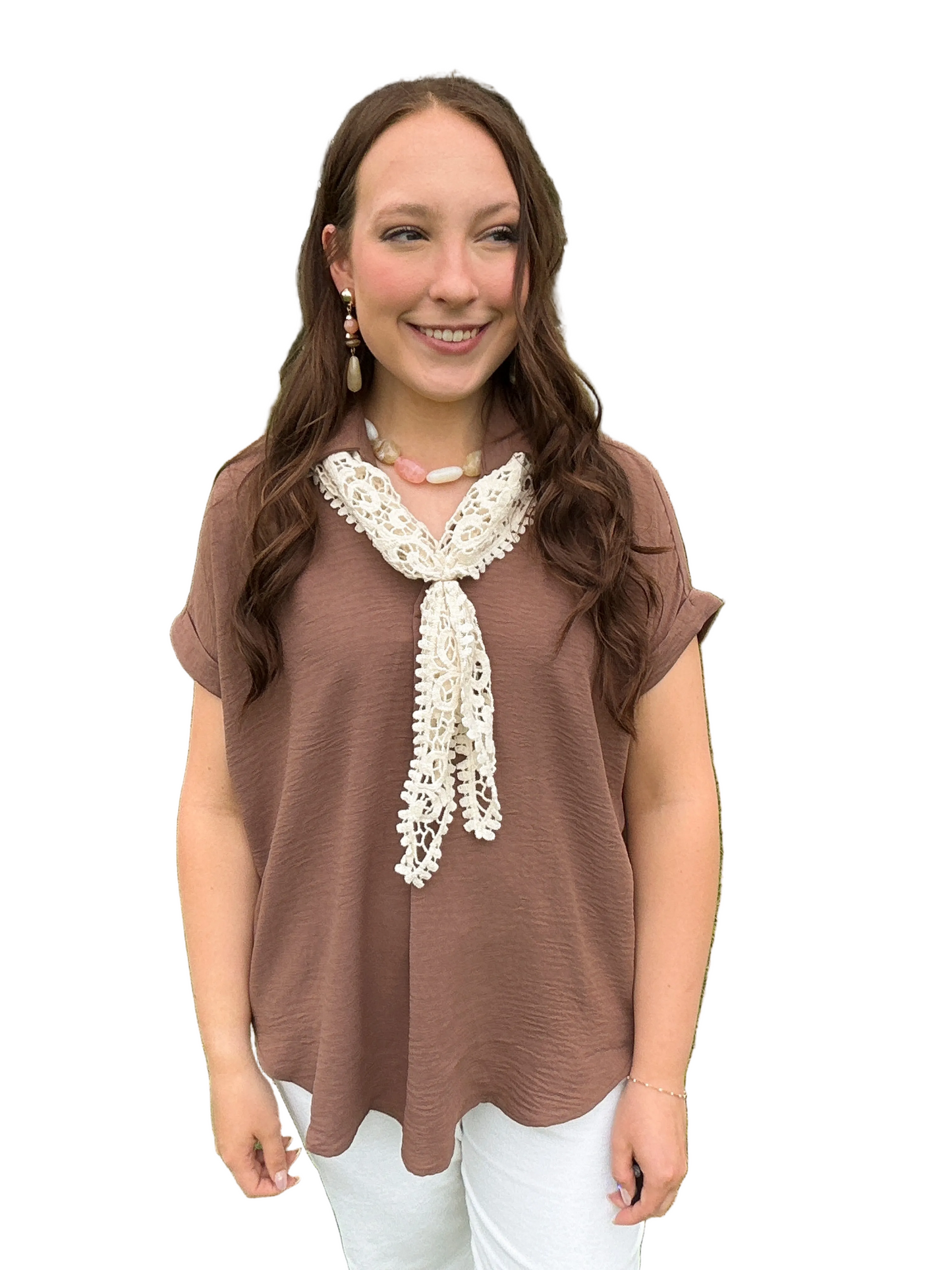 Split Neck Linen Blouse