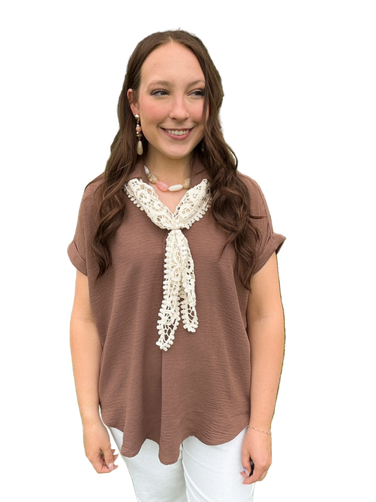 Split Neck Linen Blouse