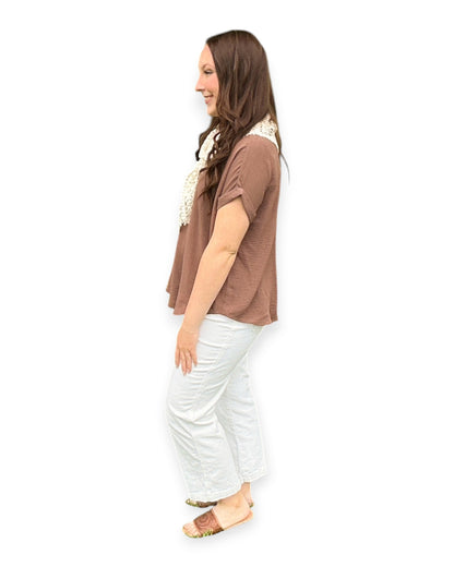 Split Neck Linen Blouse
