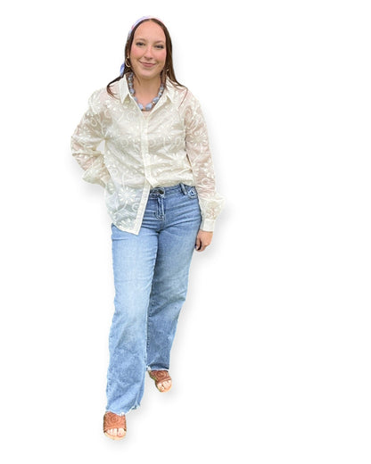 Ivory Bloom Button Down