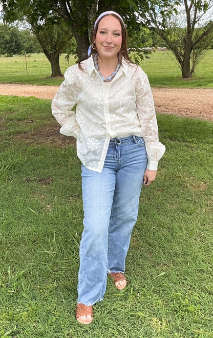 Ivory Bloom Button Down