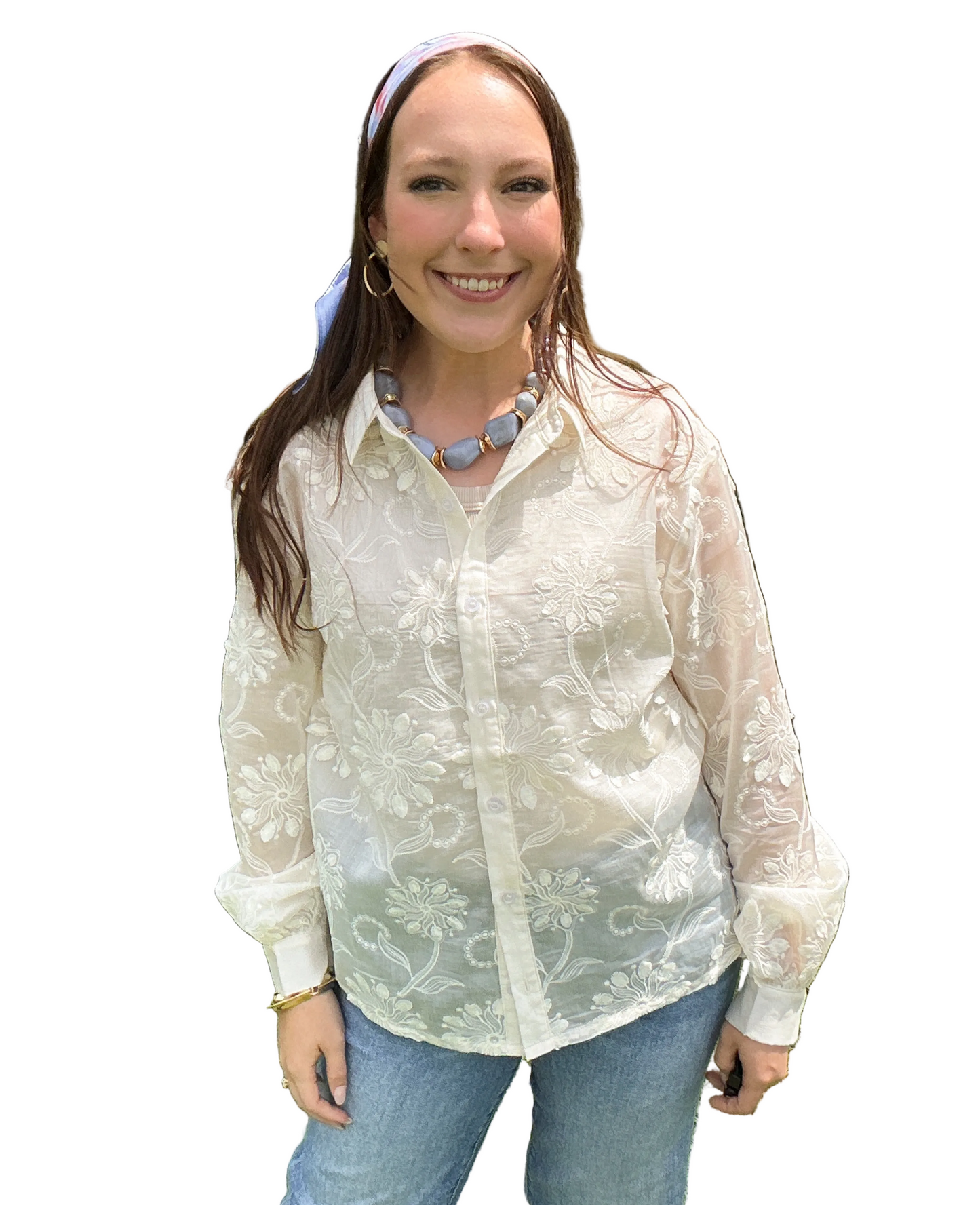Ivory Bloom Button Down