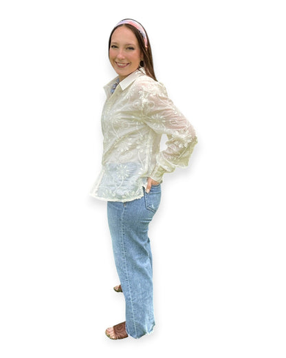 Ivory Bloom Button Down