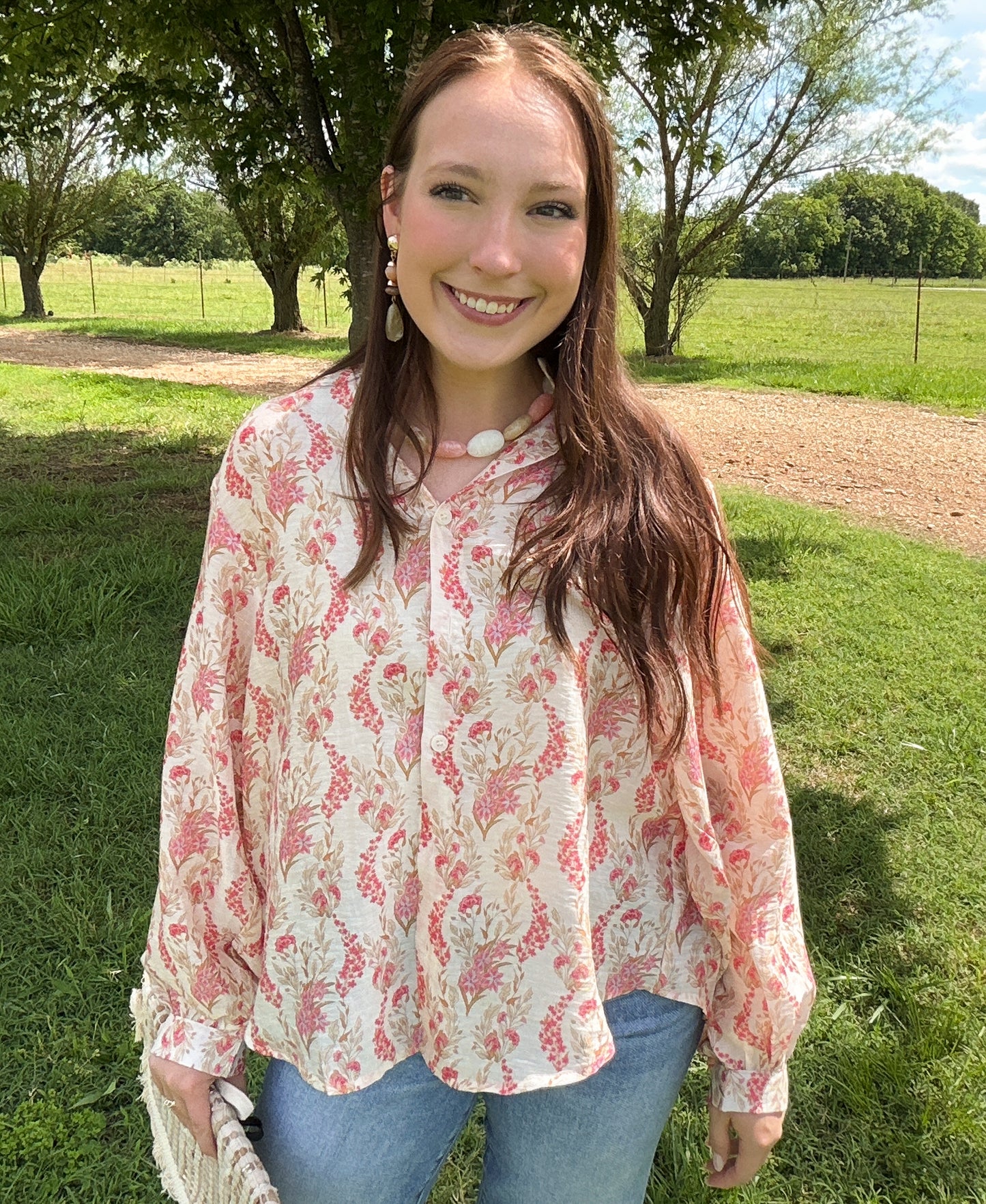 Floral Print Long Sleeve Blouse