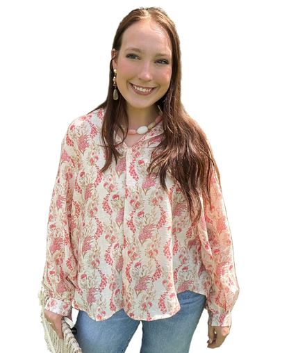 Floral Print Long Sleeve Blouse