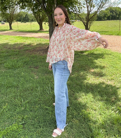 Floral Print Long Sleeve Blouse