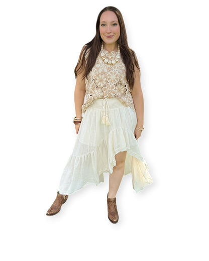 Sky Petal Crochet Top - Taupe