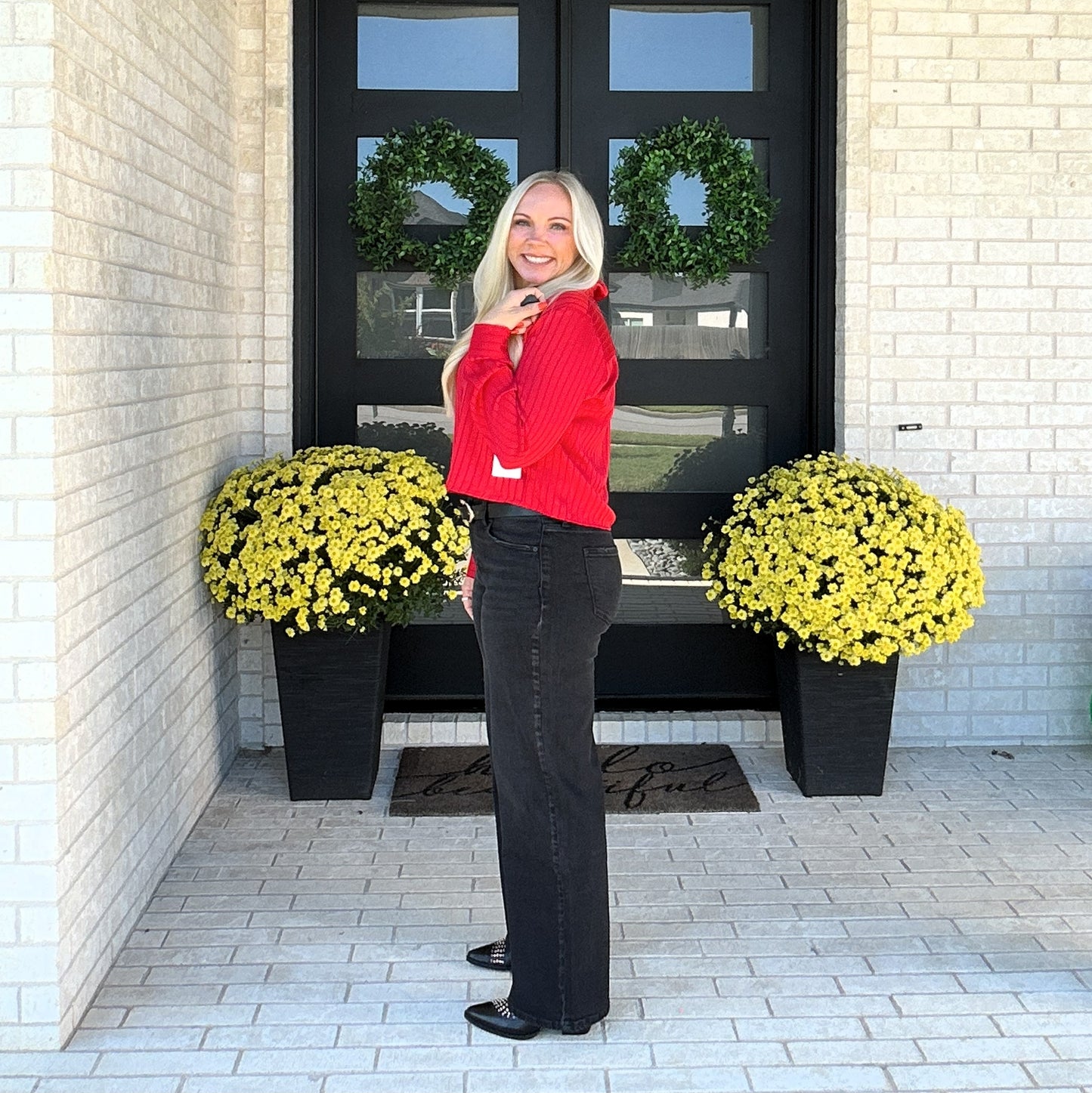 Scarlet Path Button Blouse