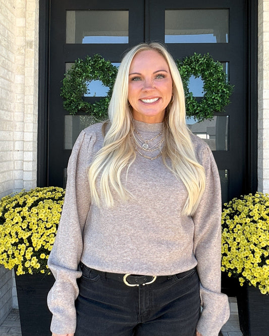 Mocha Mist Mock-Neck Sweater