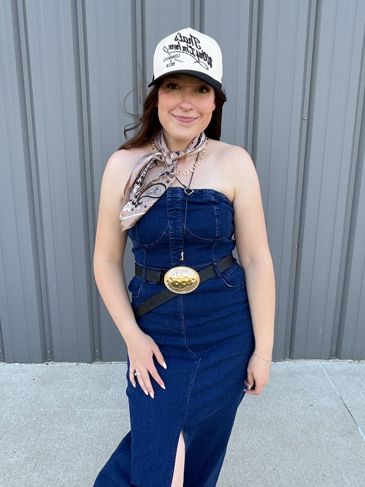 Strapless Denim Maxi Dress