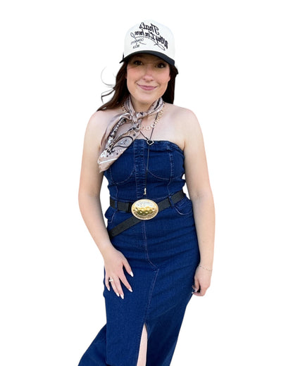 Strapless Denim Maxi Dress