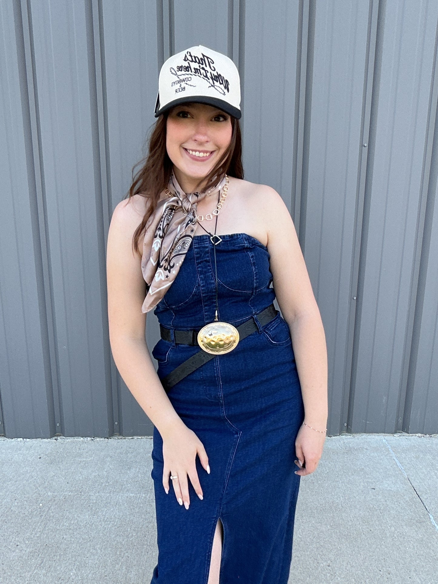 Strapless Denim Maxi Dress