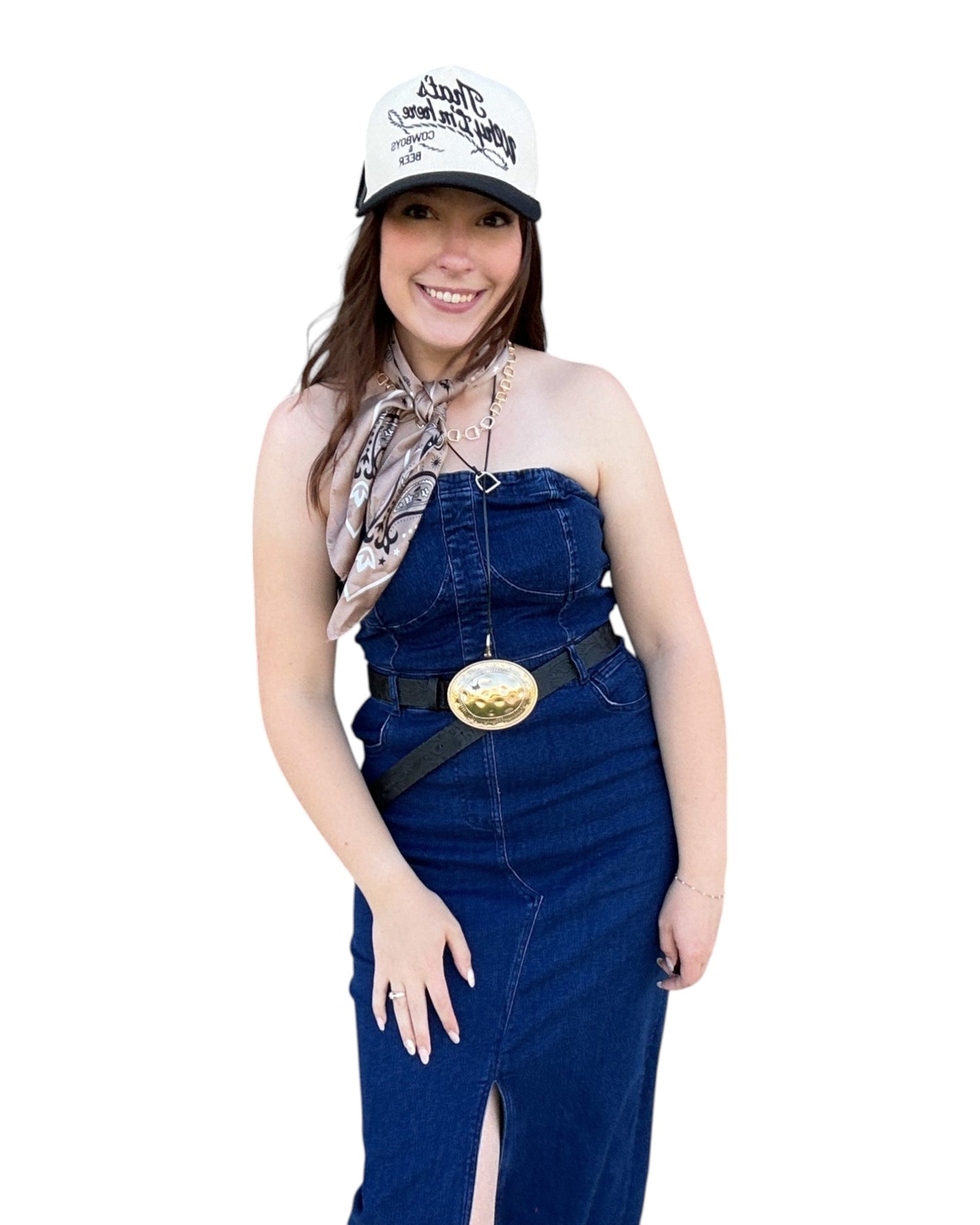 Strapless Denim Maxi Dress