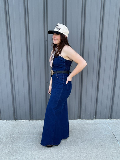 Strapless Denim Maxi Dress