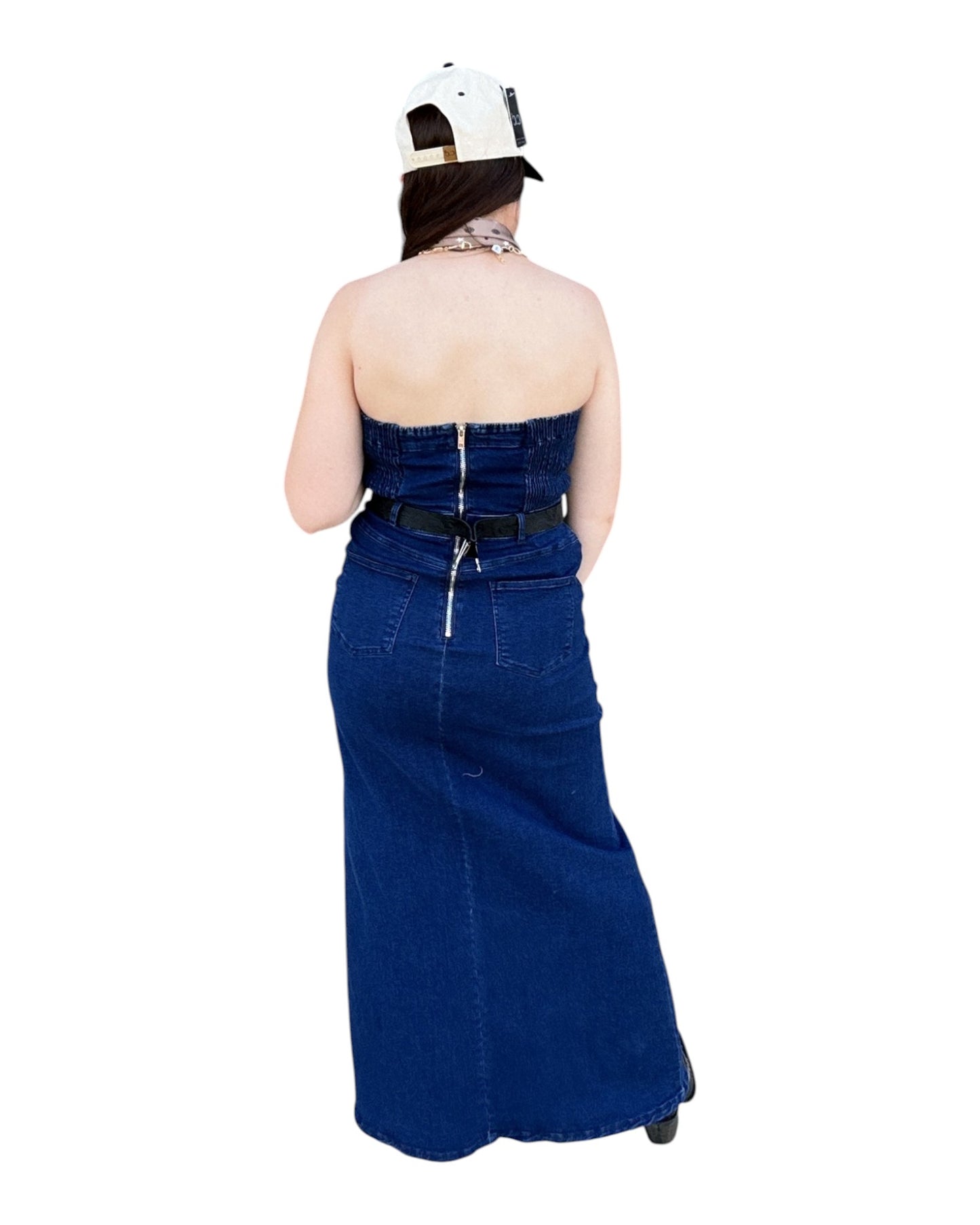Strapless Denim Maxi Dress