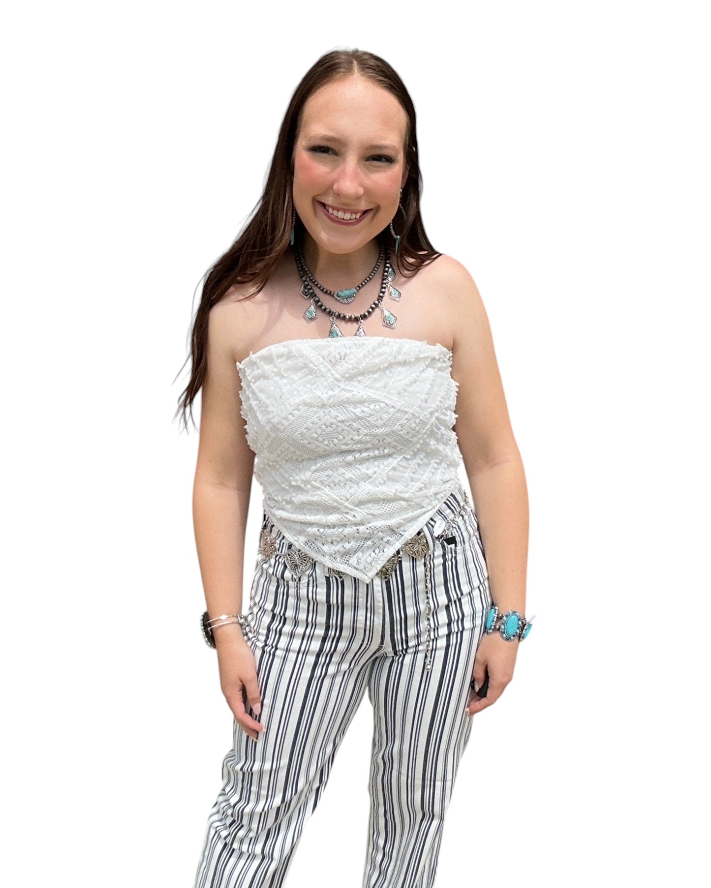 Boho Lace Crochet Cropped Top - White