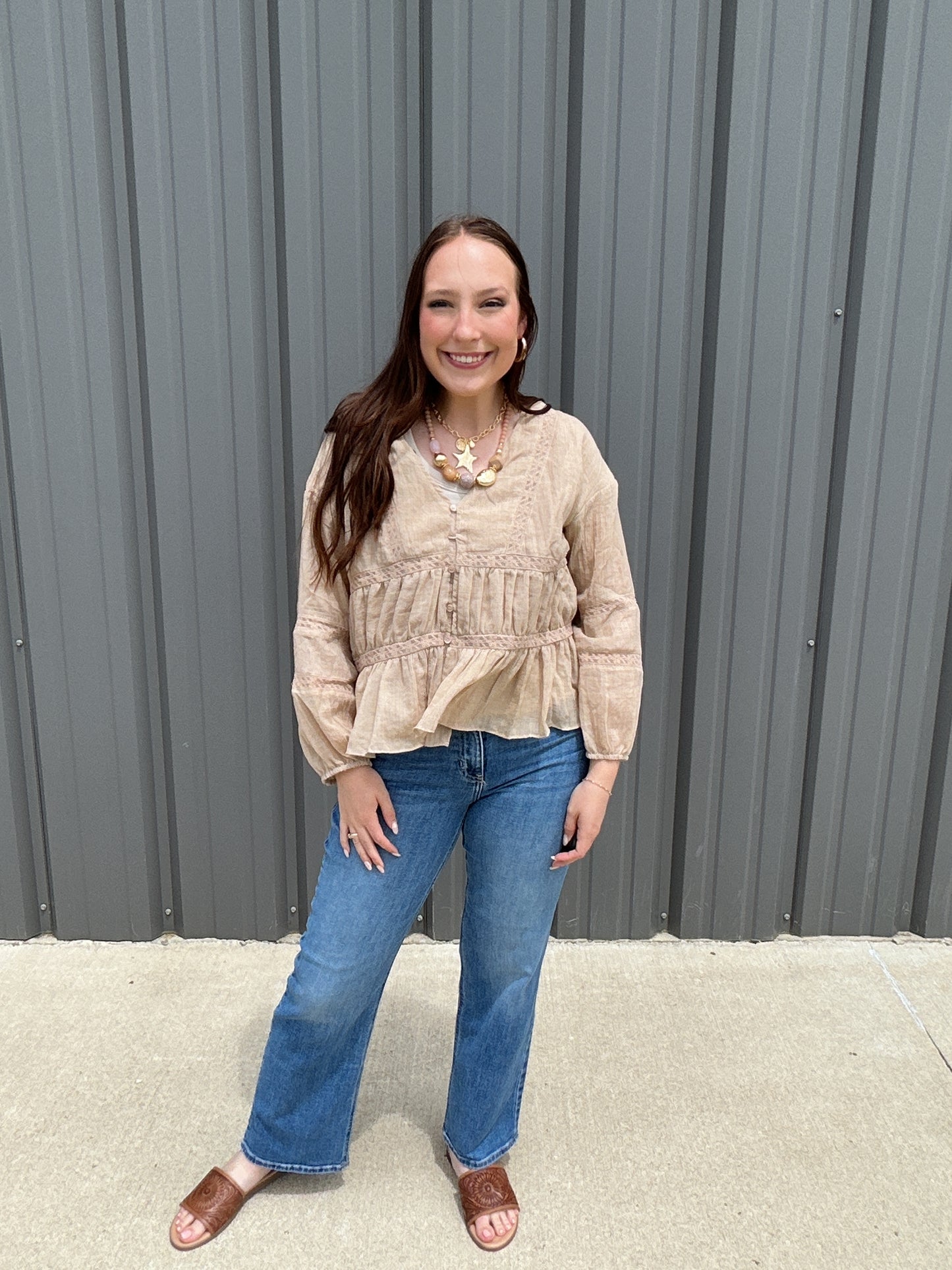 Sand Ruffle Top