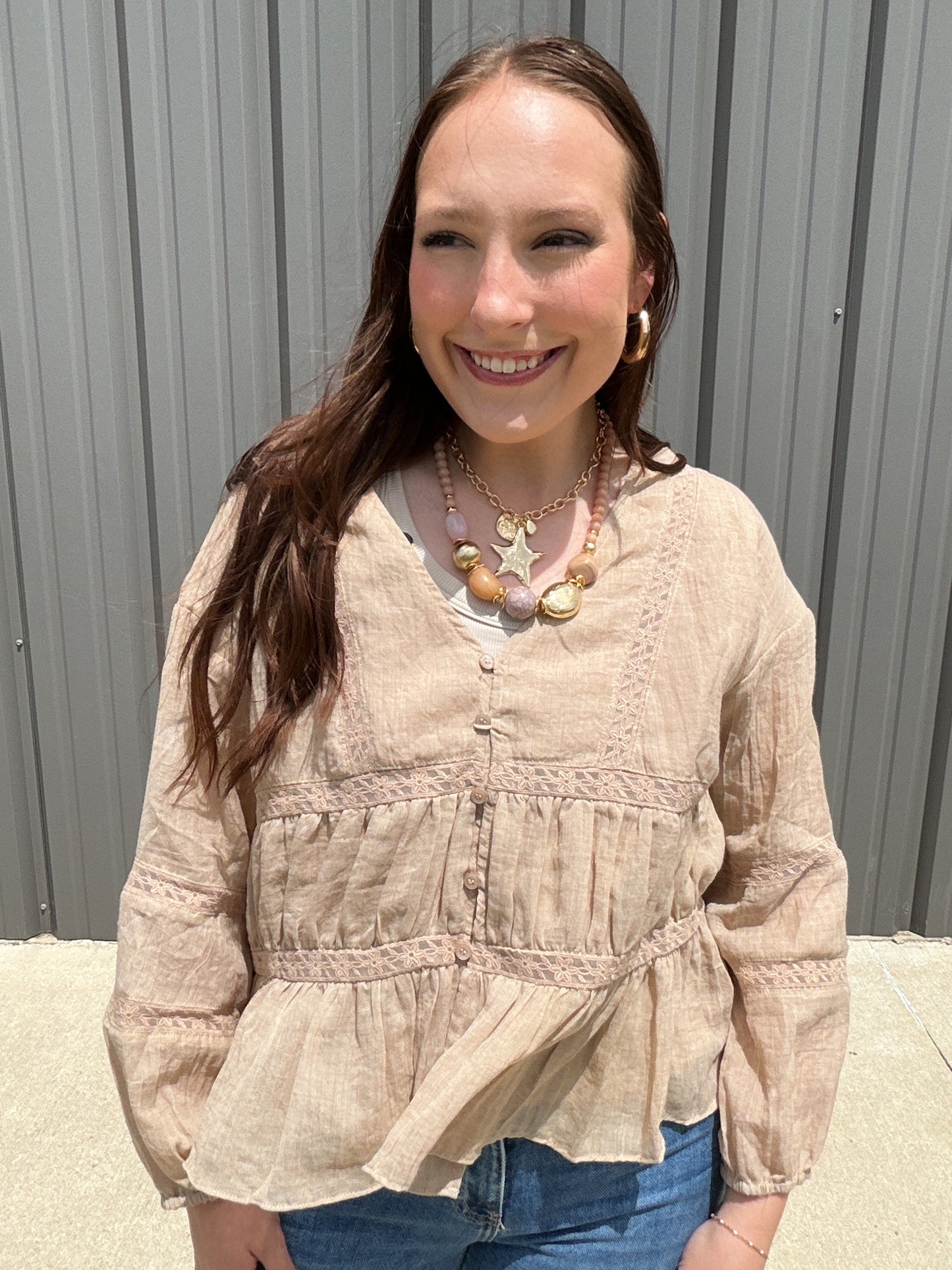 Sand Ruffle Top