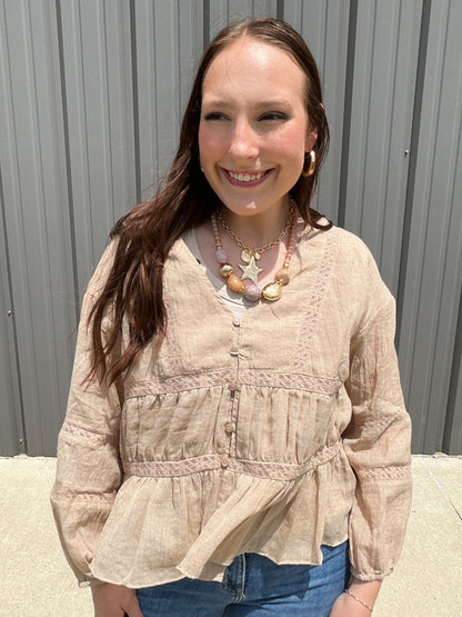 Sand Ruffle Top