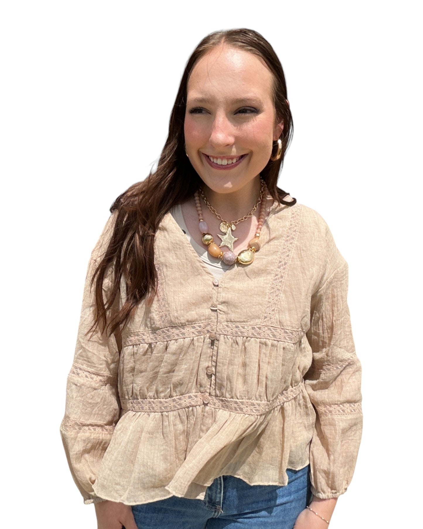 Sand Ruffle Top